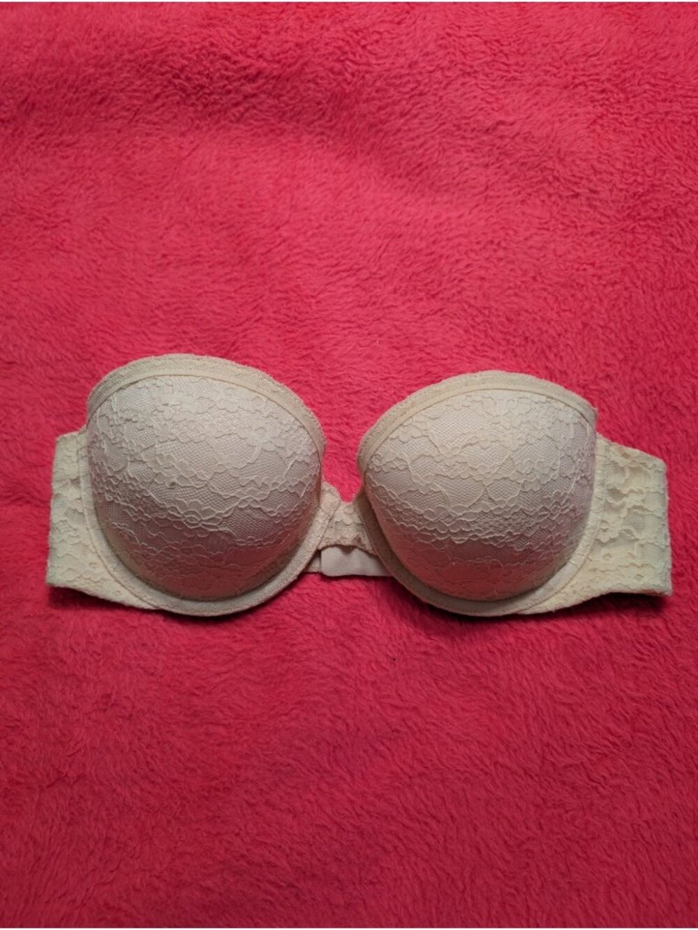 Aerie Cream Nude Lace Strapless Push Up Underwire Bra 34C 5628531764